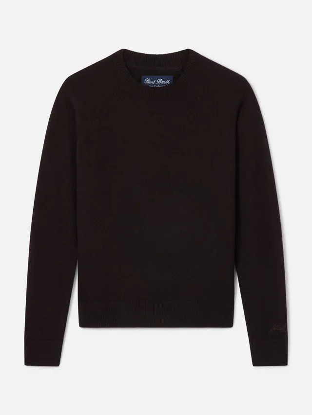 mc2-saint-barth-delphine-maglia-girocollo-donna-in-cashmere-marrone-scuro image 1