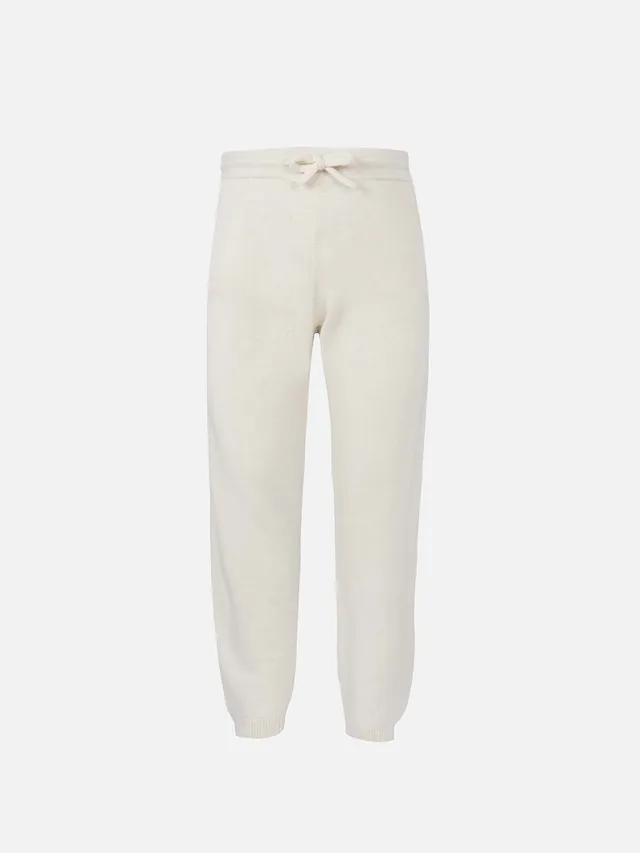 mc2-saint-barth-pantaloni-jogger-bambina-in-maglia-bianco-sporco image 1