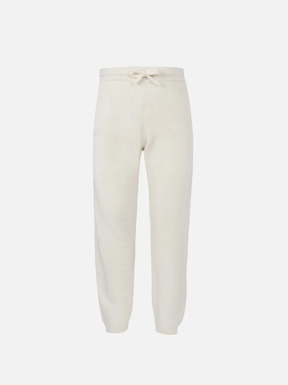 mc2-saint-barth-pantaloni-jogger-bambina-in-maglia-bianco-sporco image 1