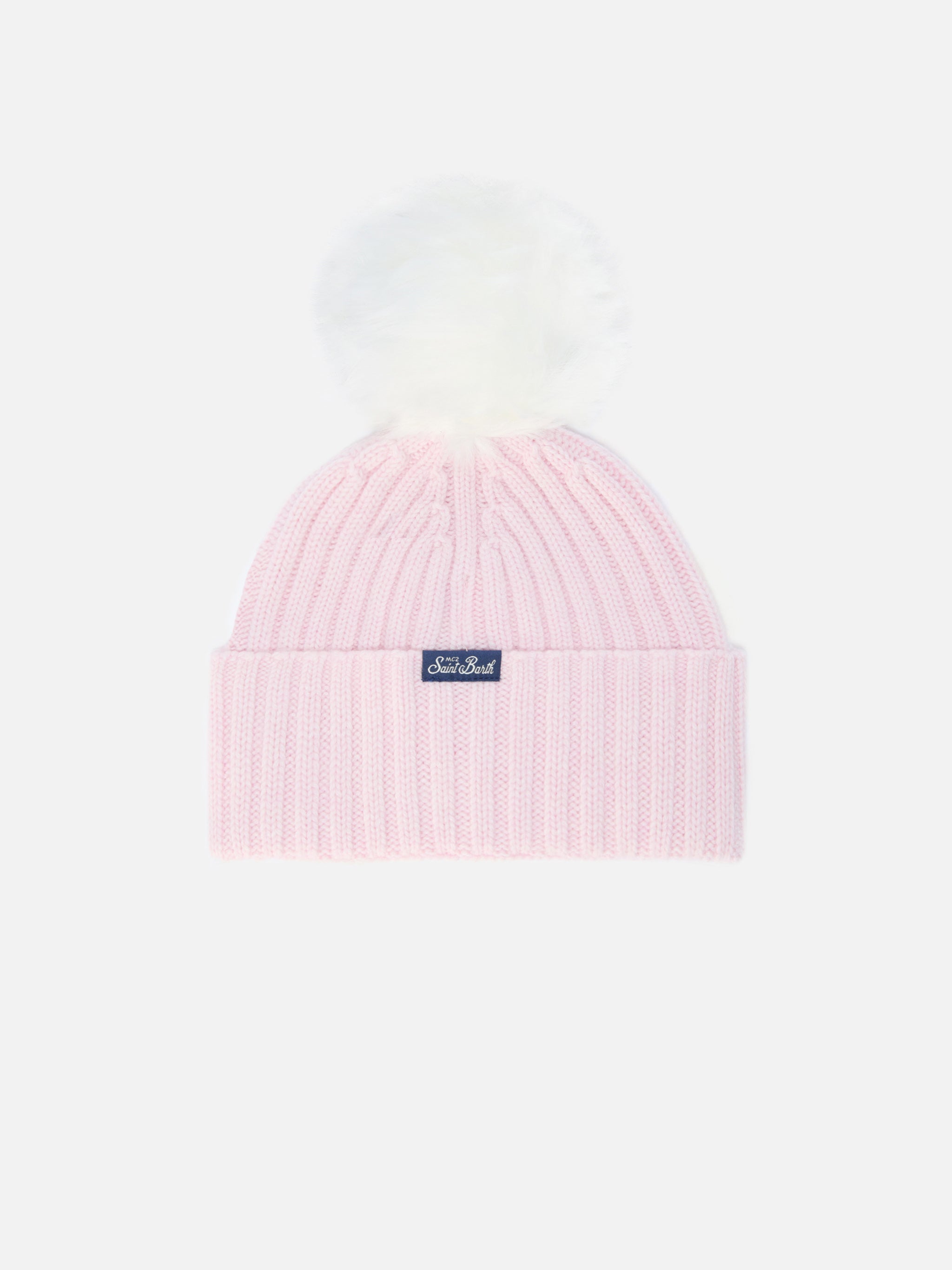 mc2-saint-barth-wengen-jr-f-berretto-rosa-in-misto-cashmere-pretty-girl-con-pon- image 3