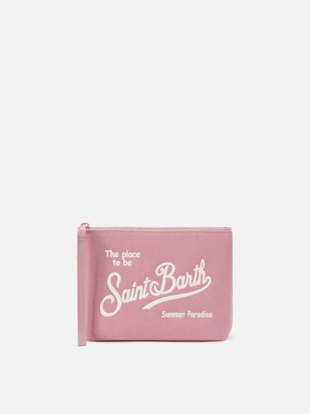 mc2-saint-barth-aline-pochette-canvas-rosa-tinta-unita-con-zip image 1