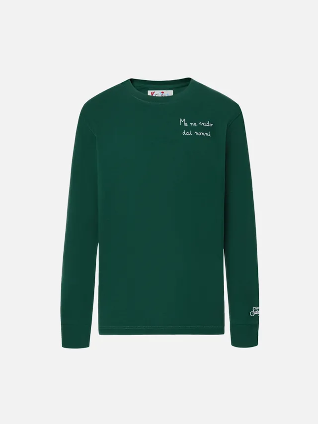 mc2-saint-barth-luton-jr-lut0003-t-shirt-bambino-maniche-lunghe-verde-ricamo image 1