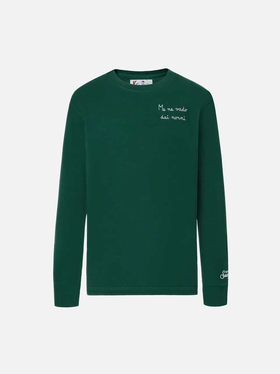 mc2-saint-barth-luton-jr-lut0003-t-shirt-bambino-maniche-lunghe-verde-ricamo image 1