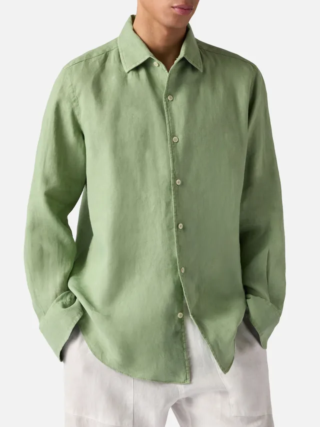 mc2-saint-barth-camicia-uomo-raphael-verde-salvia-in-puro-lino image 1
