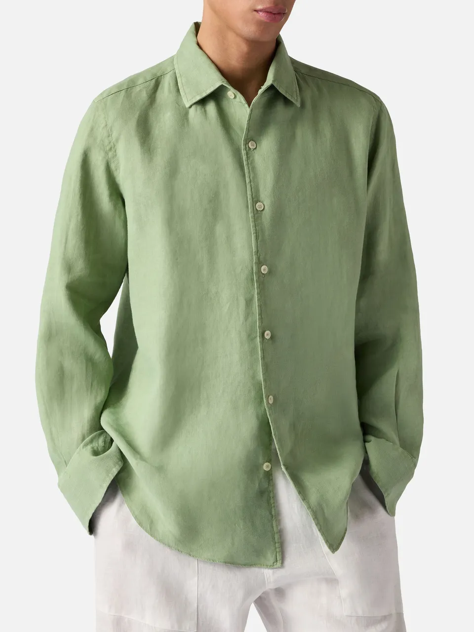 mc2-saint-barth-camicia-uomo-raphael-verde-salvia-in-puro-lino image 1