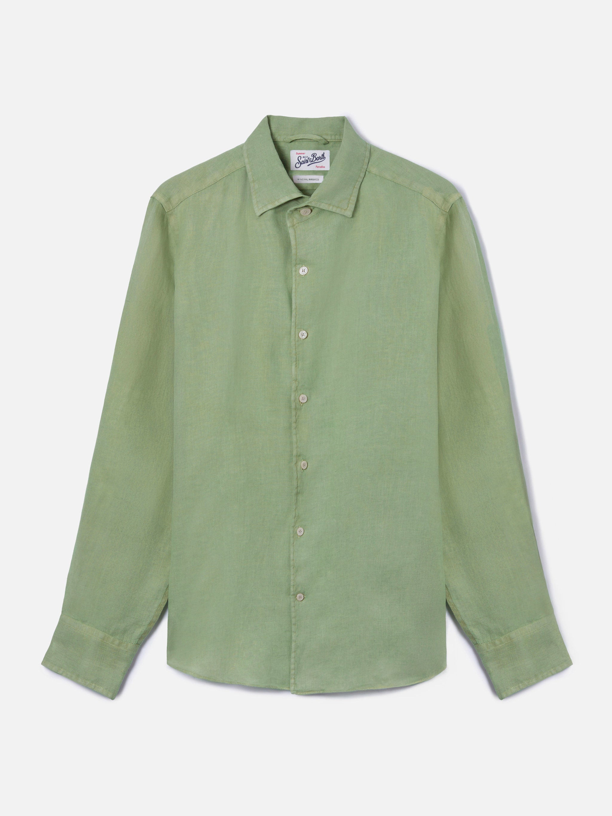 mc2-saint-barth-camicia-uomo-raphael-verde-salvia-in-puro-lino image 4