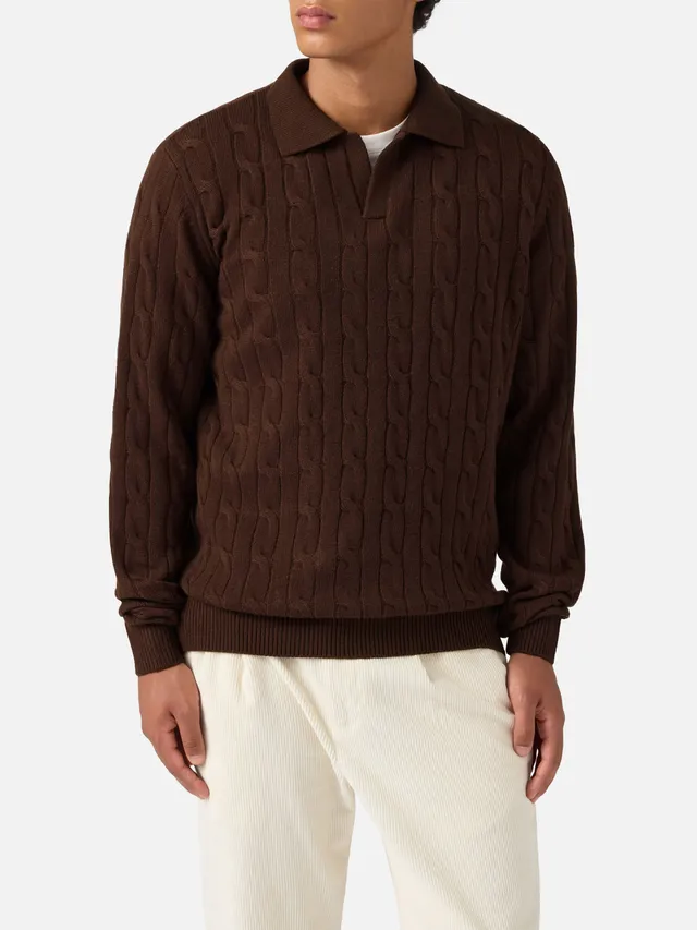 mc2-saint-barth-polo-in-maglia-downing-in-lana-marrone-da-uomo image 1