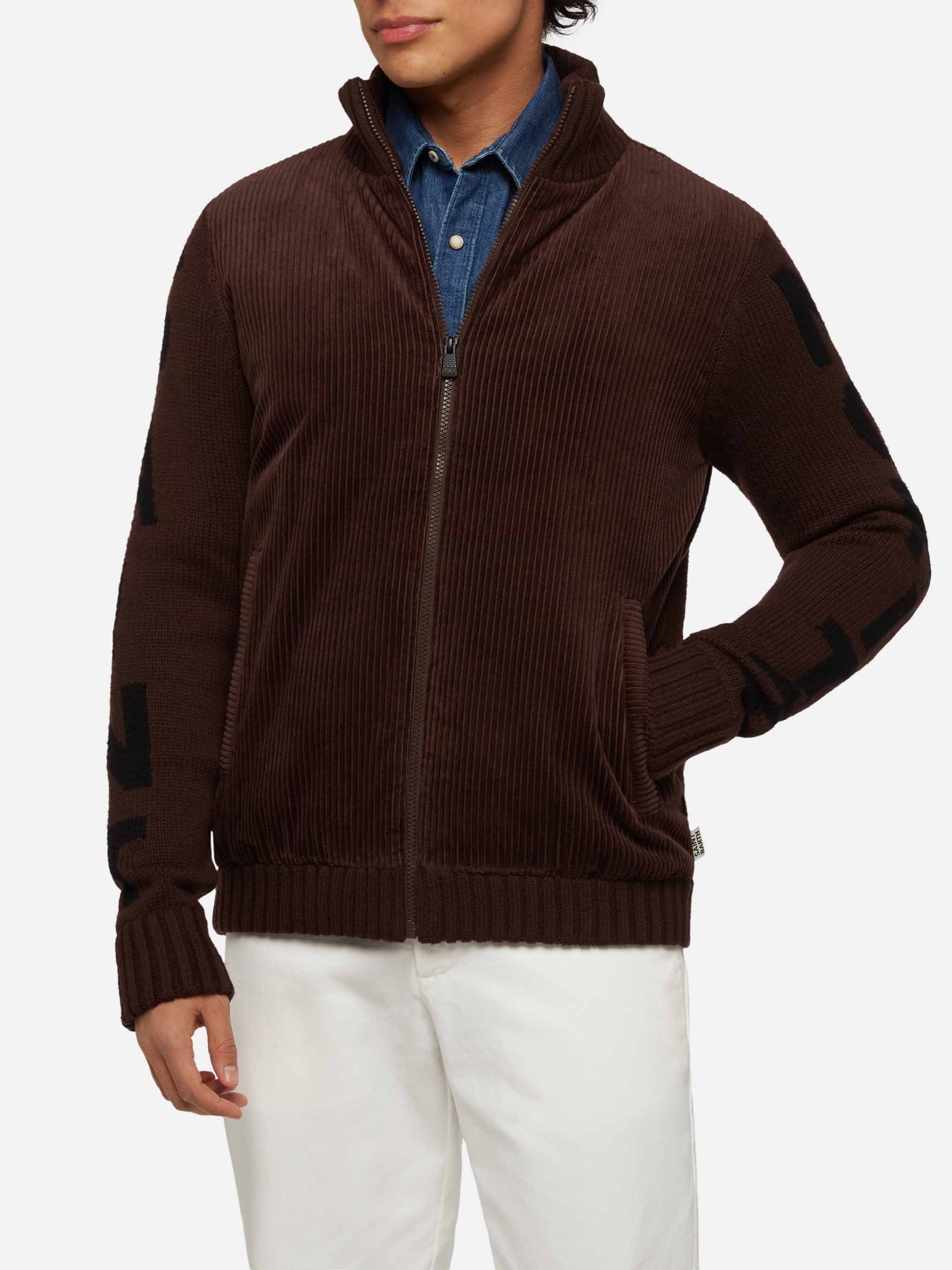 mc2-saint-barth-whistler-giacca-imbottita-uomo-marrone-con-maniche-in-maglia-jac image 1