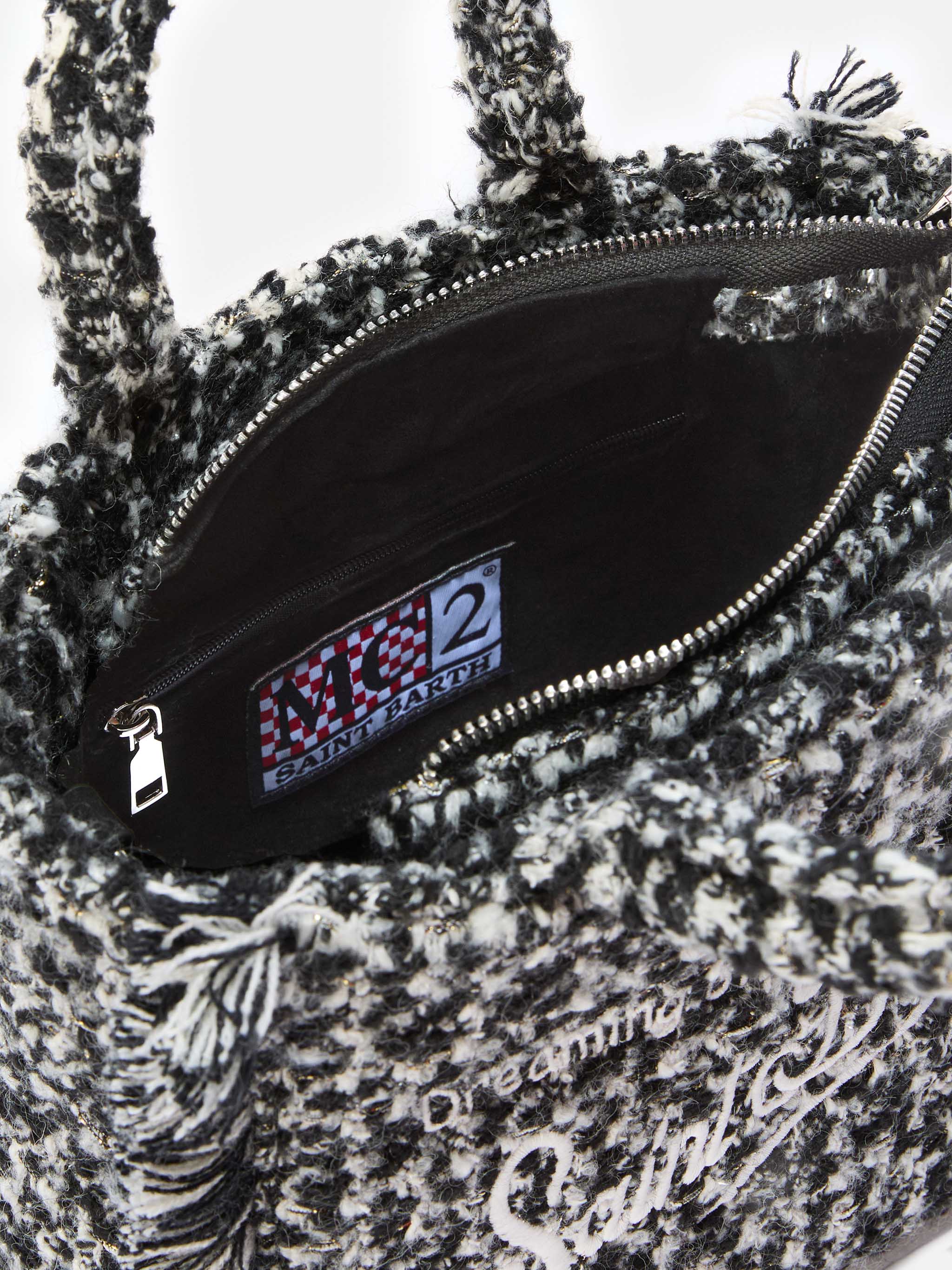 mc2-saint-barth-vanity-mini-borsa-mini-tweed-bianco-e-nero image 5