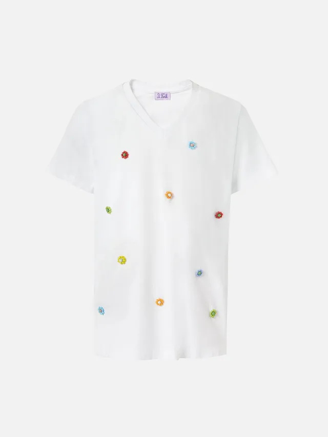 mc2-saint-barth-t-shirt-bessy-jr-bambina-bianca-cotone-con-perline image 1