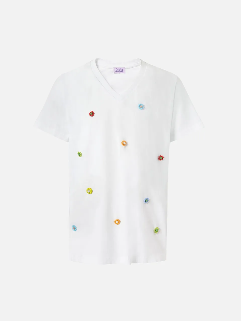 mc2-saint-barth-t-shirt-bessy-jr-bambina-bianca-cotone-con-perline image 1