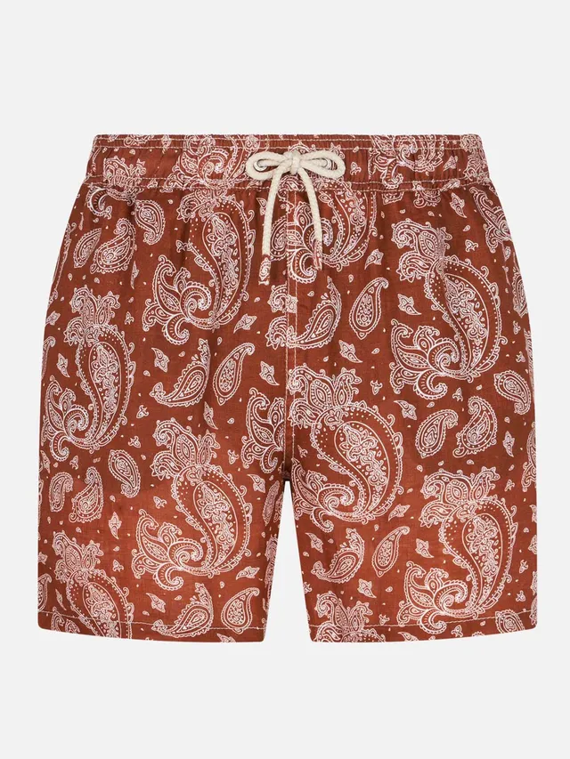 mc2-saint-barth-gustavia-linen-costume-mare-uomo-paisley-marrone image 1