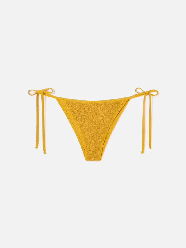 mc2-saint-barth-marielle-slip-mare-donna-string-crinkle-ocra-tinta-unita image 1