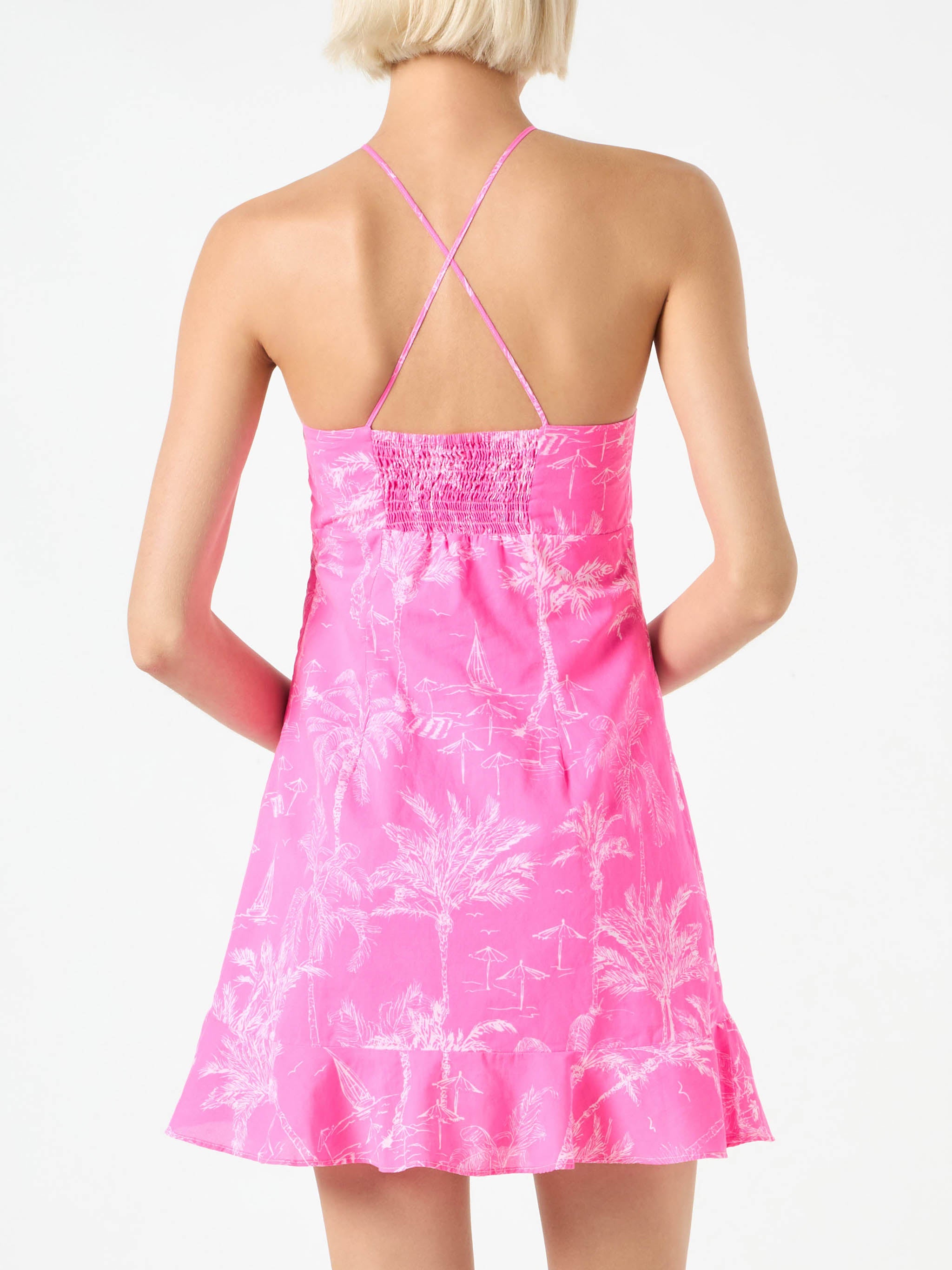 mc2-saint-barth-abito-sottoveste-raso-toile-de-jouy-rosa-fluo image 2