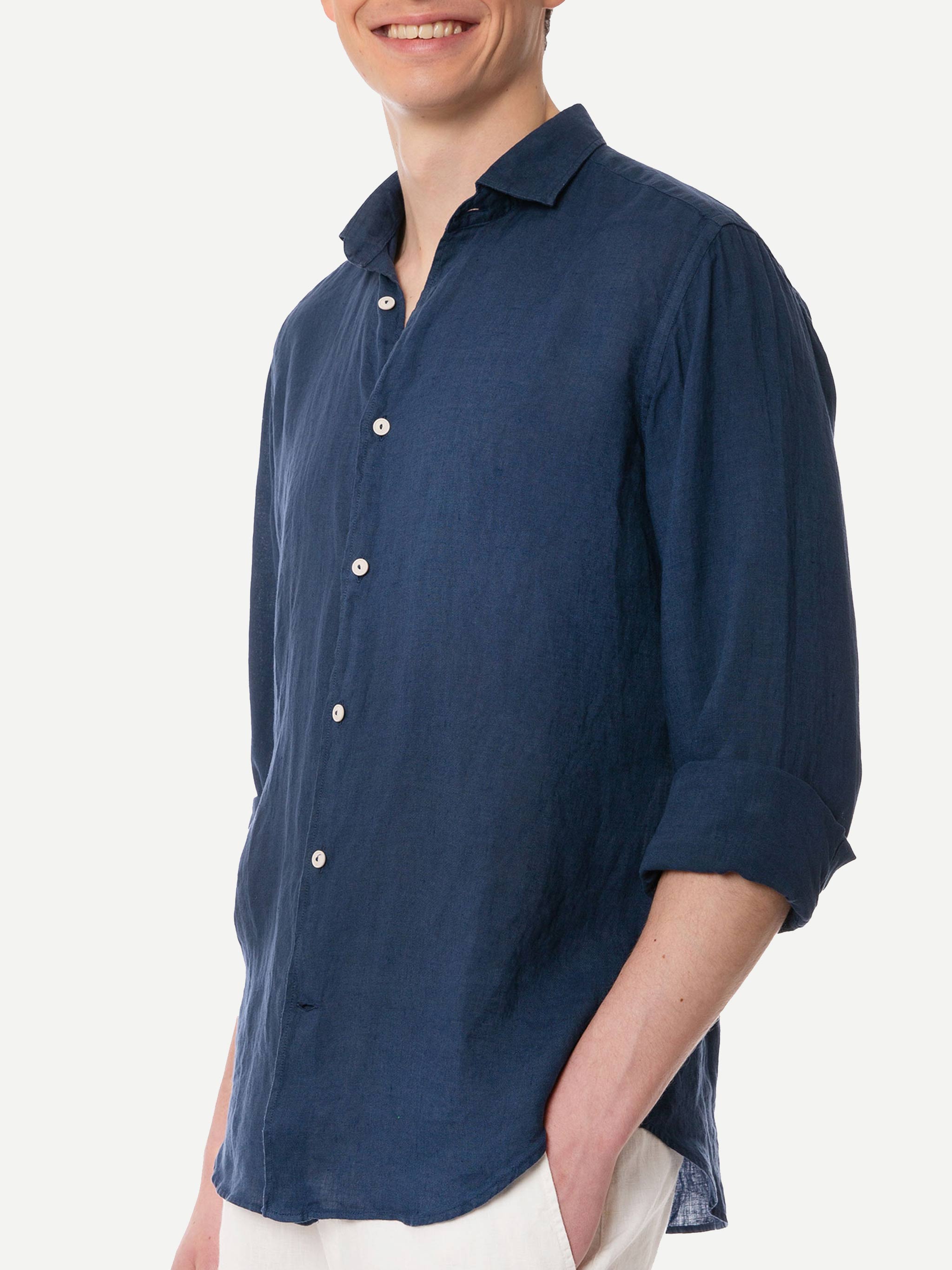 mc2-saint-barth-camicia-pamplona-uomo-lino-blu-navy-manica-lunga image 2