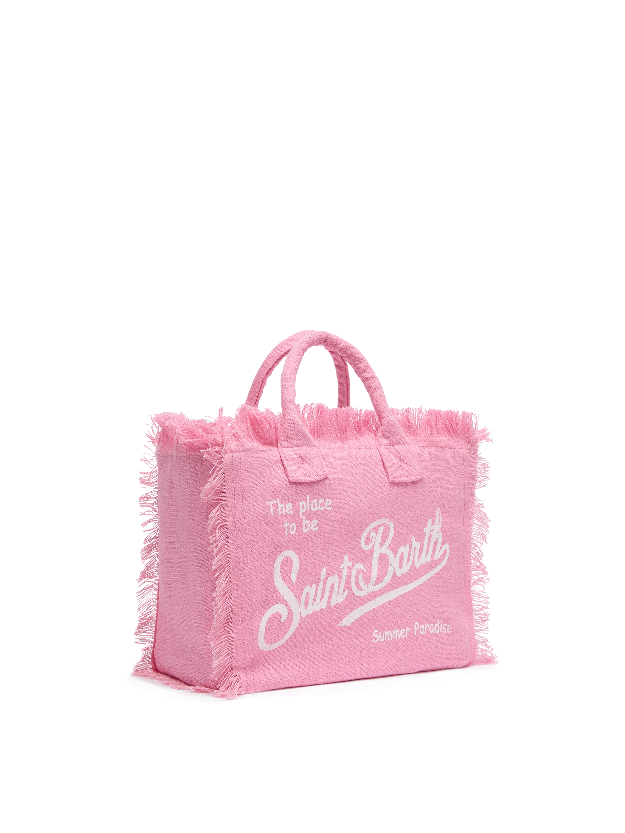 mc2-saint-barth-borsa-colette-in-lino-rosa-tinta-unita-con-frange image 3