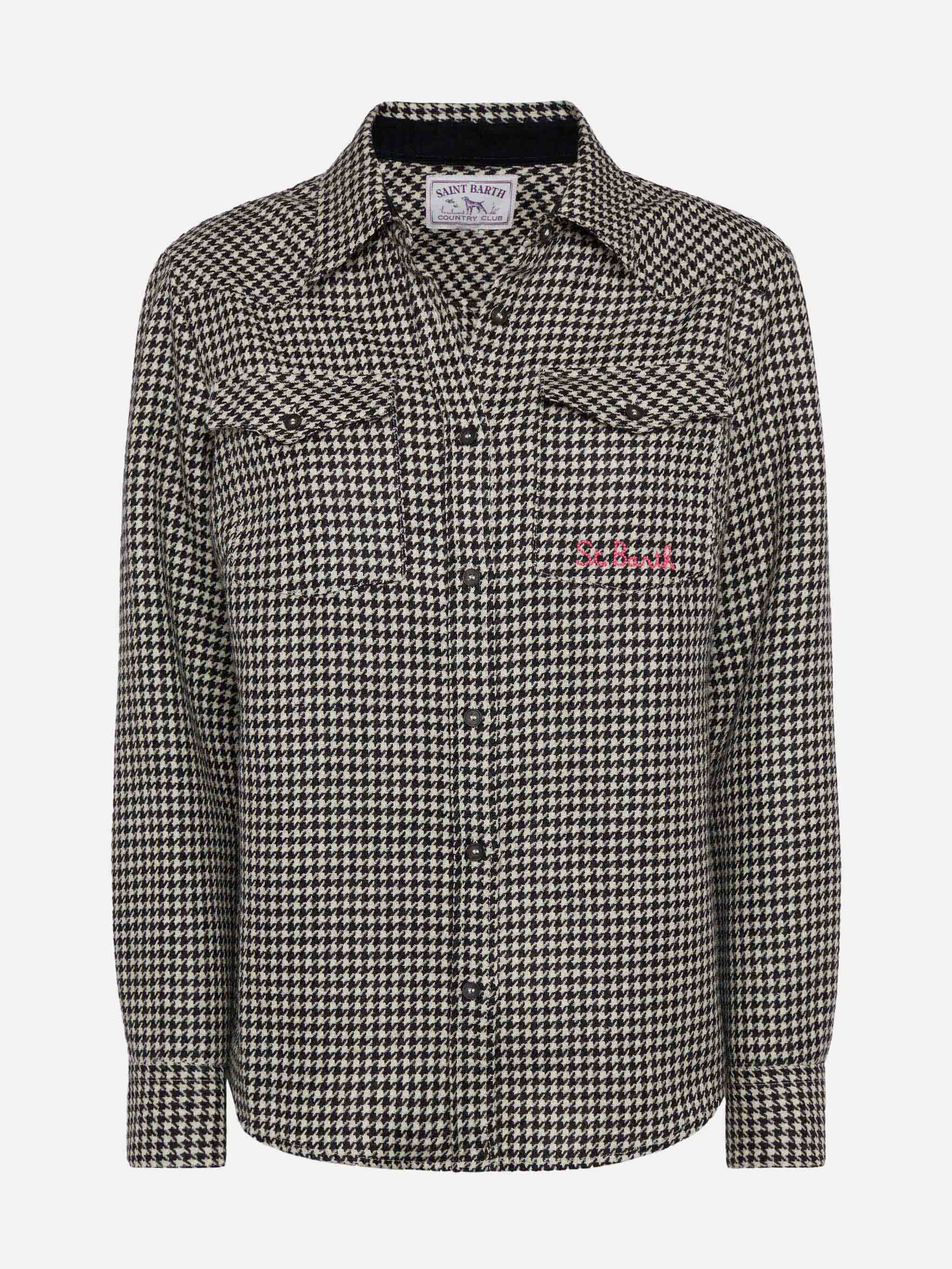 mc2-saint-barth-camicia-in-lana-deer-con-stampa-pied-de-poule-da-donna image 4