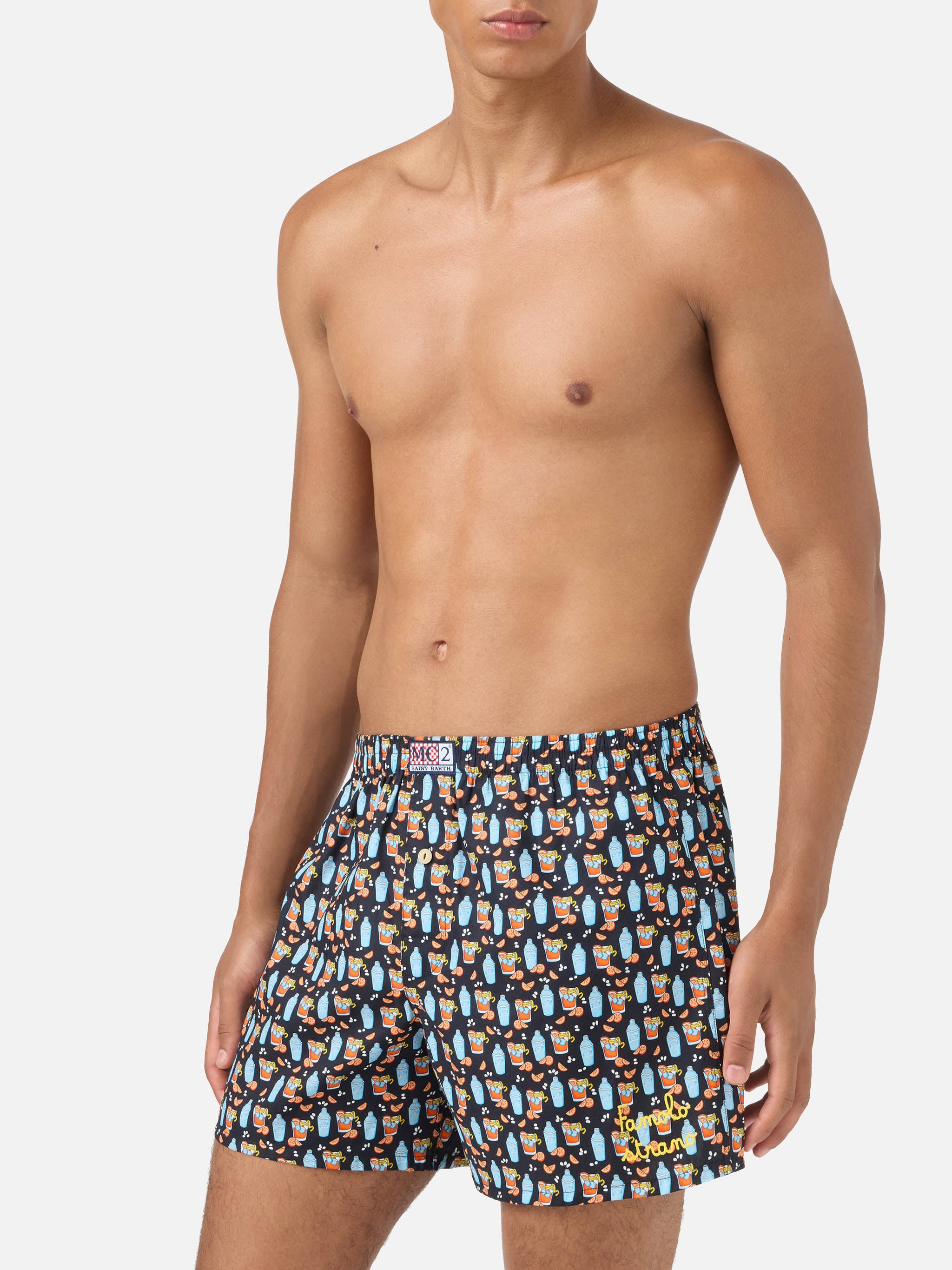 mc2-saint-barth-boxer-adam-in-cotone-nero-con-stampa-cocktail image 2