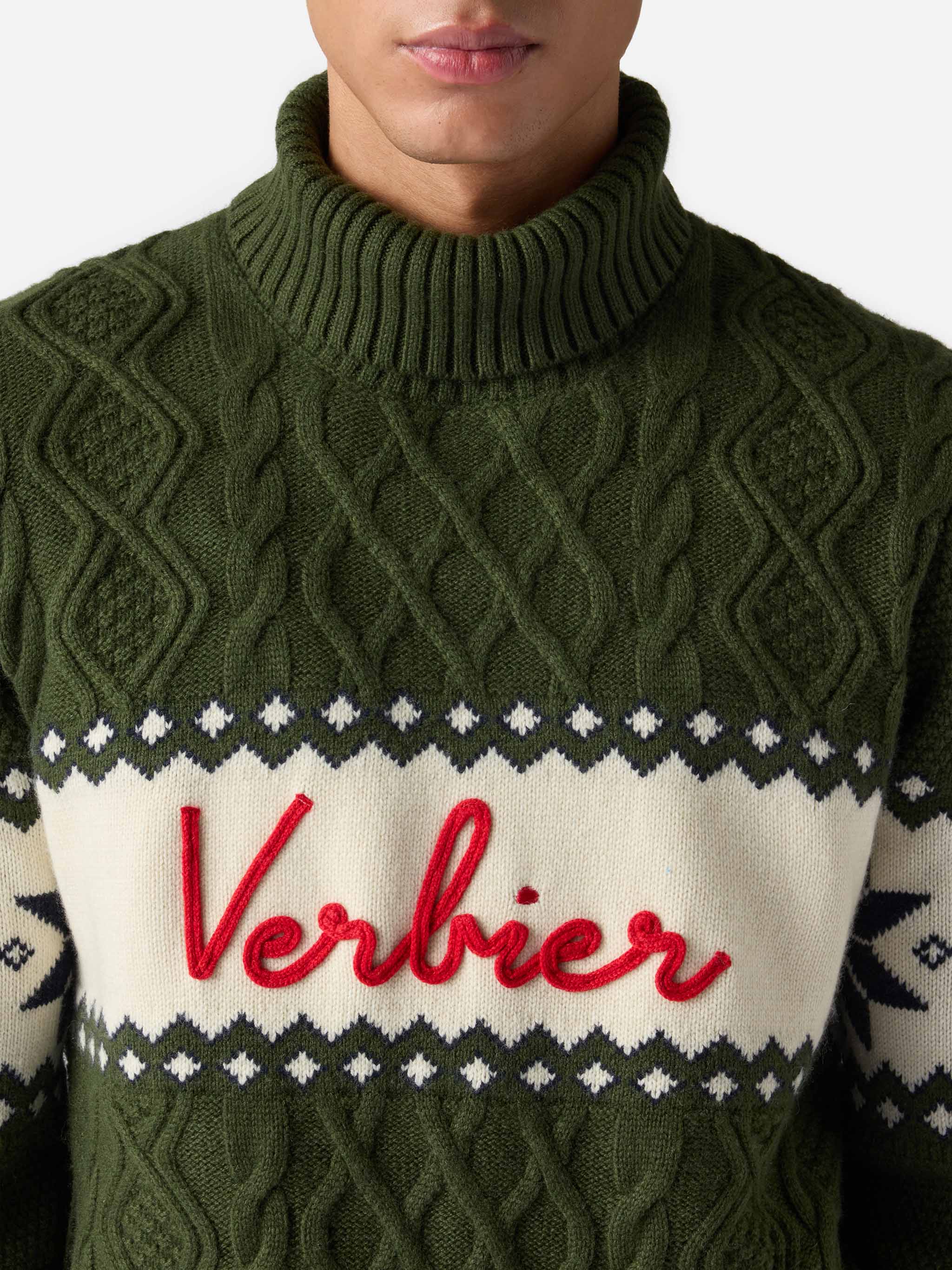 mc2-saint-barth-verbier-maglione-uomo-mezzo-collo-alto-verde-militare image 2