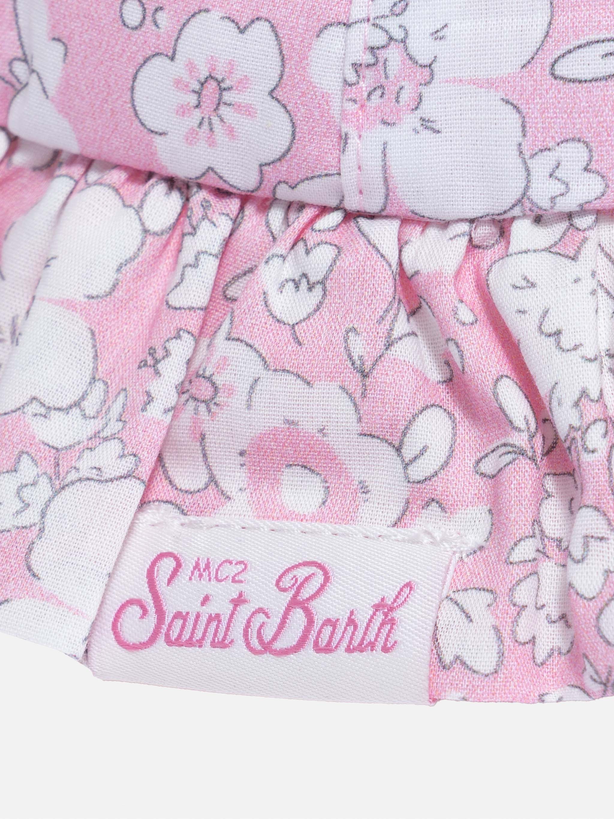 mc2-saint-barth-cuffietta-doremi-neonata-in-cotone-rosa-floreale-con-fiocco image 3