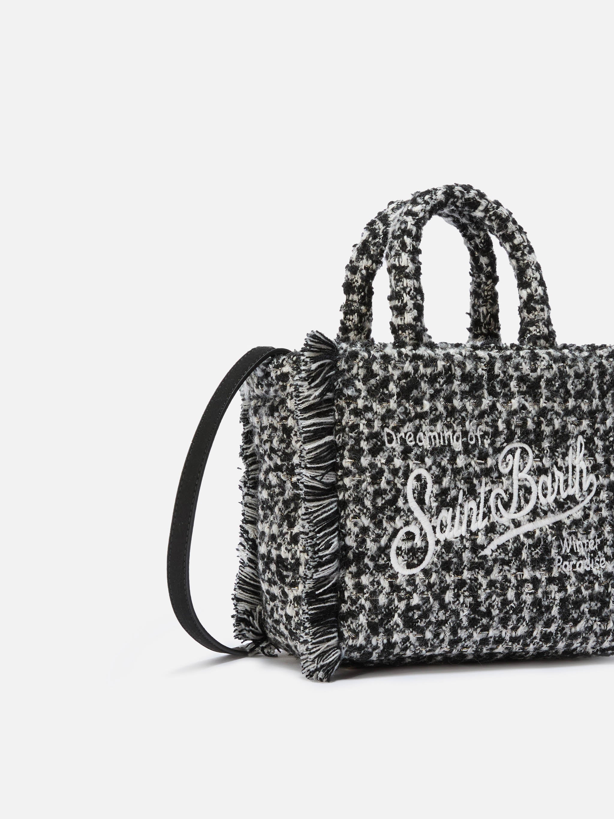 mc2-saint-barth-vanity-mini-borsa-mini-tweed-bianco-e-nero image 3