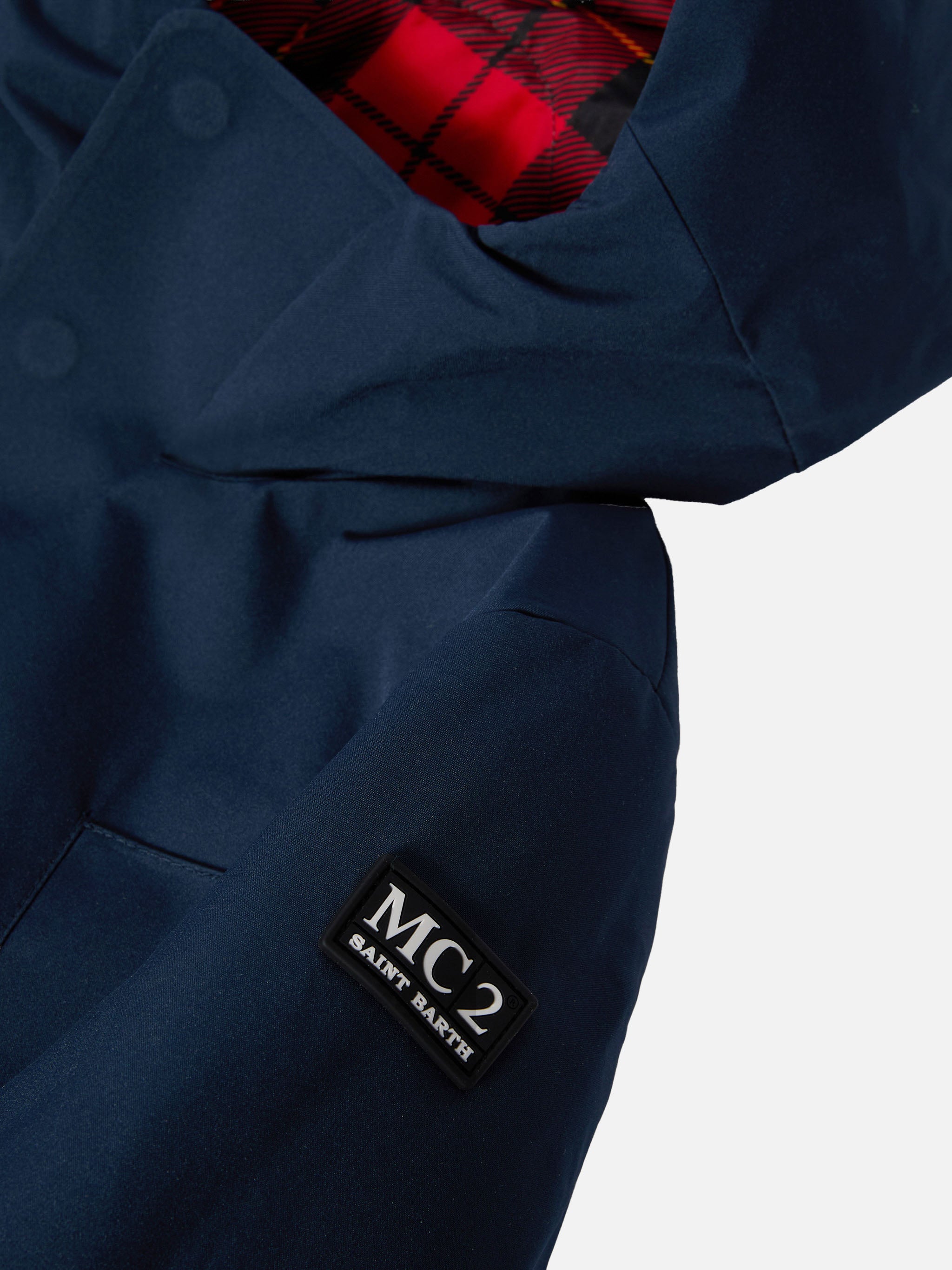 mc2-saint-barth-parka-voyager-jr-blu-navy-con-fodera-tartan-giacca-uomo-antivent image 2