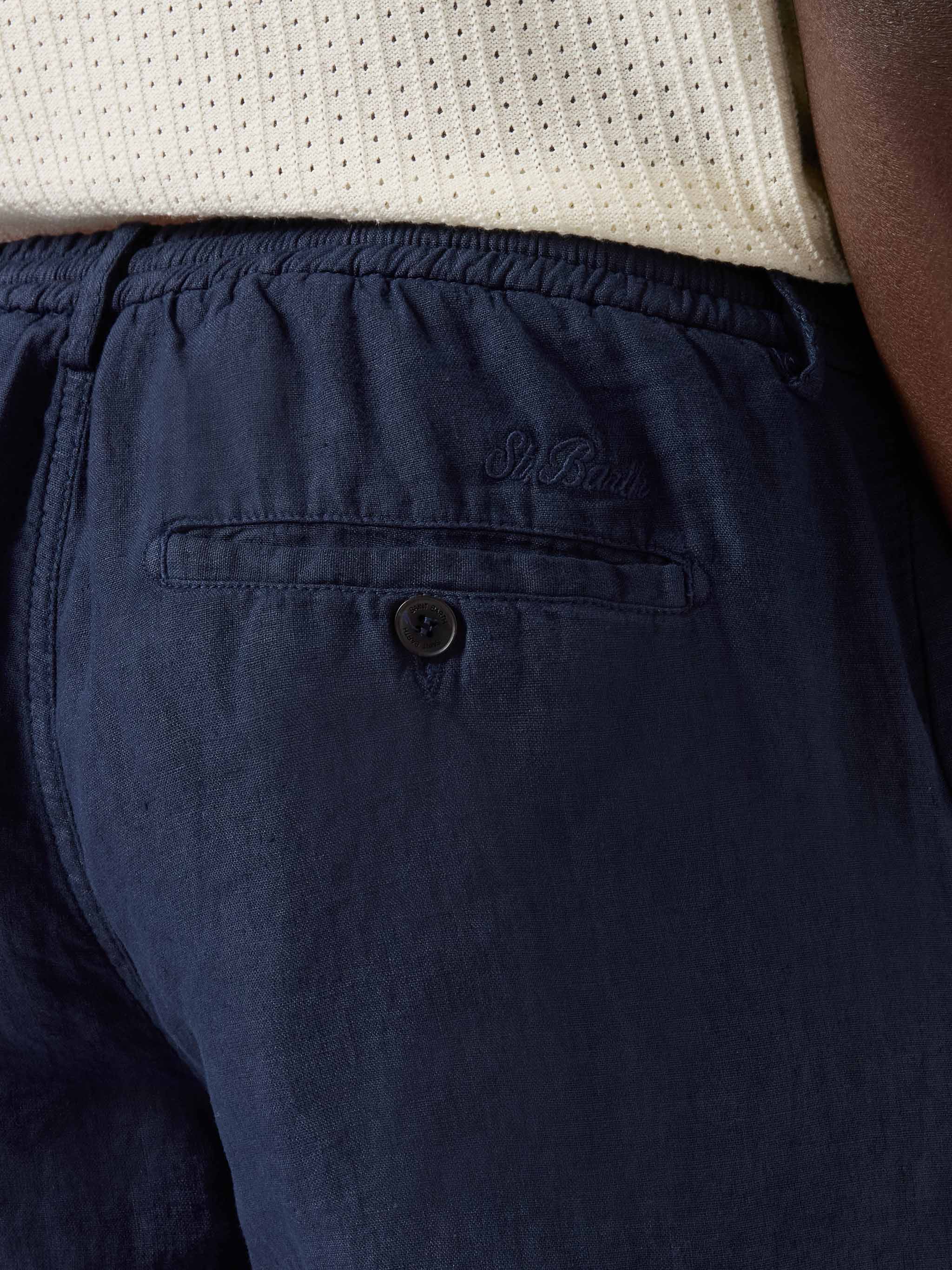 mc2-saint-barth-sebastian-bermuda-uomo-in-puro-lino-blu-navy image 3