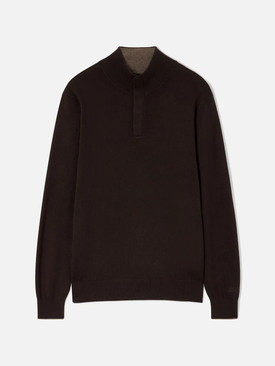 mc2-saint-barth-maglione-uomo-marlow-marrone-collo-alto-merino-cashmere image 1