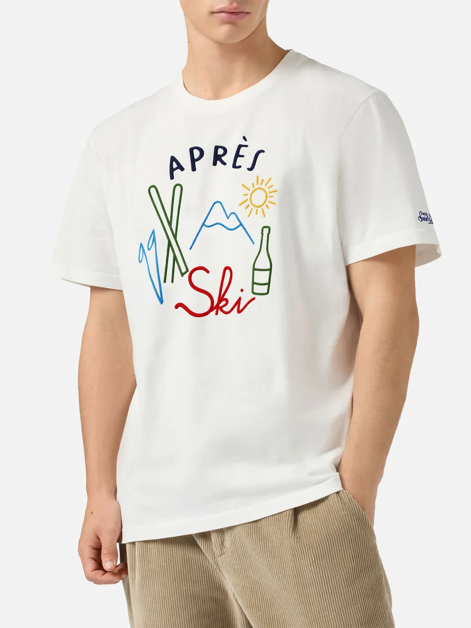 mc2-saint-barth-t-shirt-arnott-warm-bianca-in-cotone-invernale-ricamo-apr-s-ski image 1