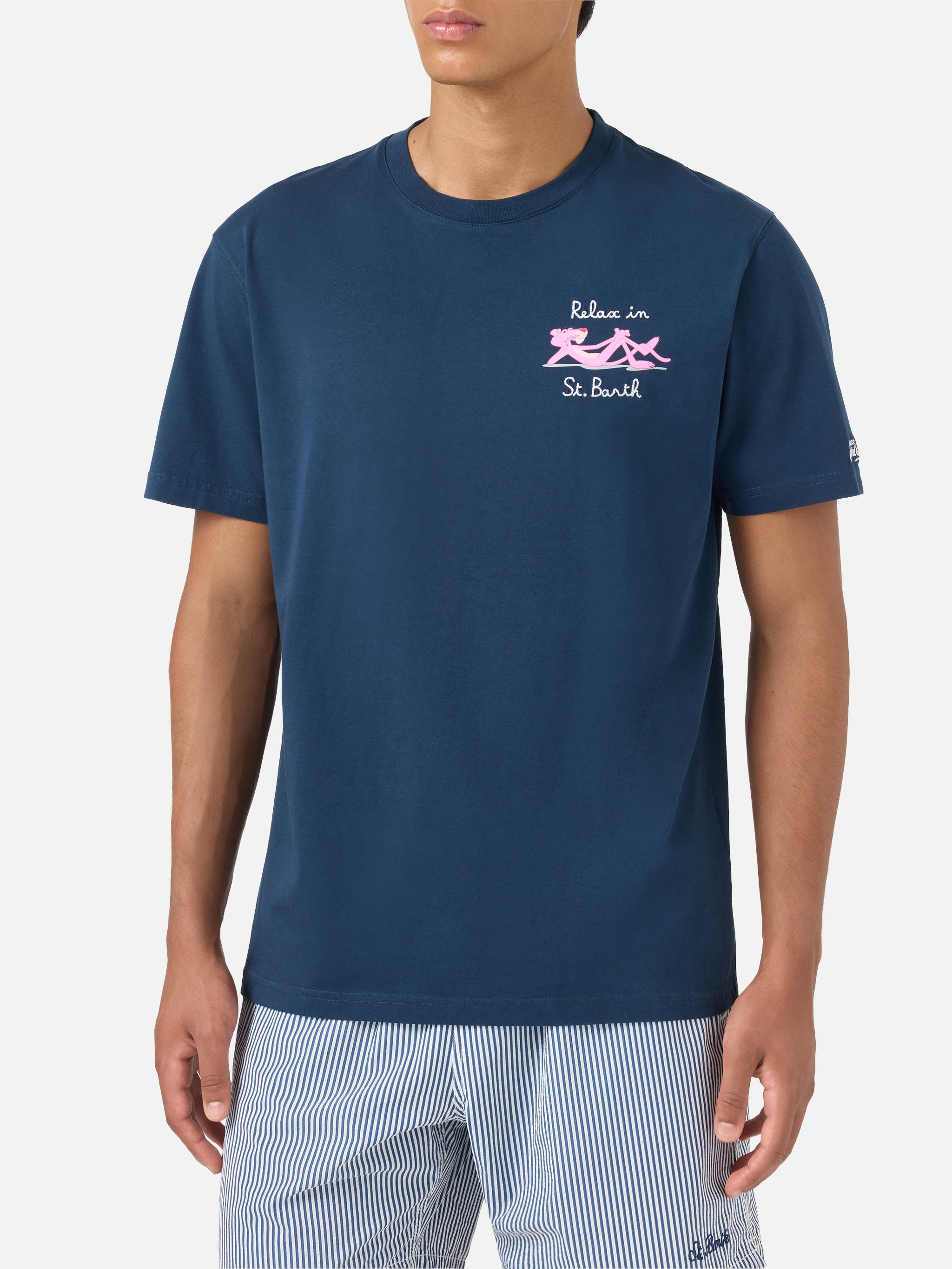 mc2-saint-barth-t-shirt-cotone-pantera-rosa-special-edition-blu-uomo image 3
