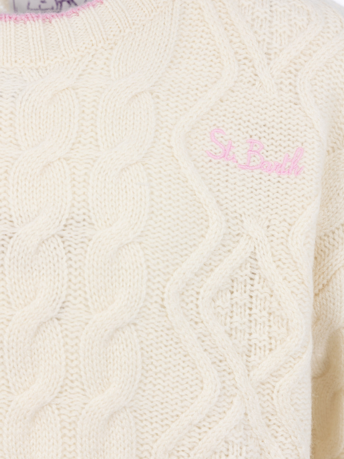 mc2-saint-barth-maglione-gretta-da-bambina-bianco-tricot-aran-con-dettagli-a-con image 3