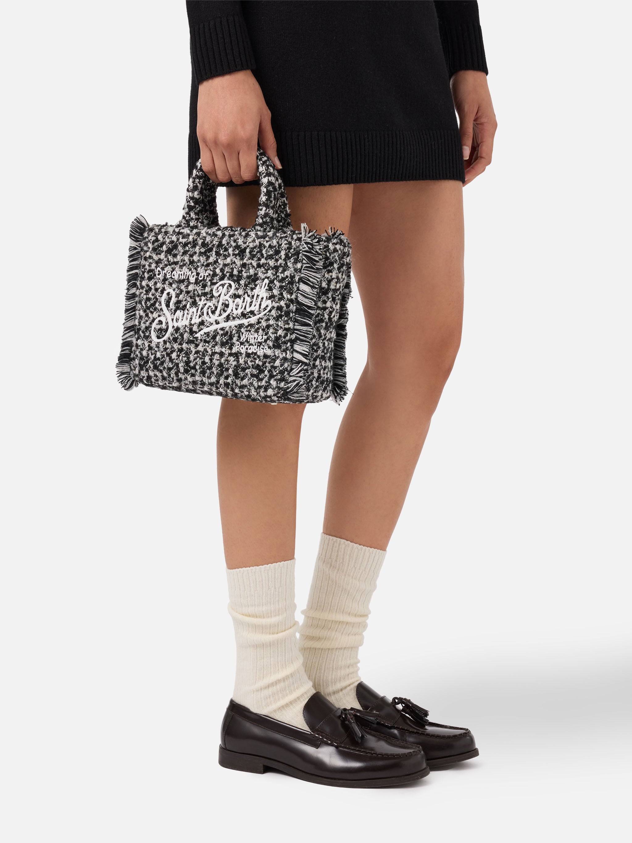 mc2-saint-barth-vanity-mini-borsa-mini-tweed-bianco-e-nero image 2