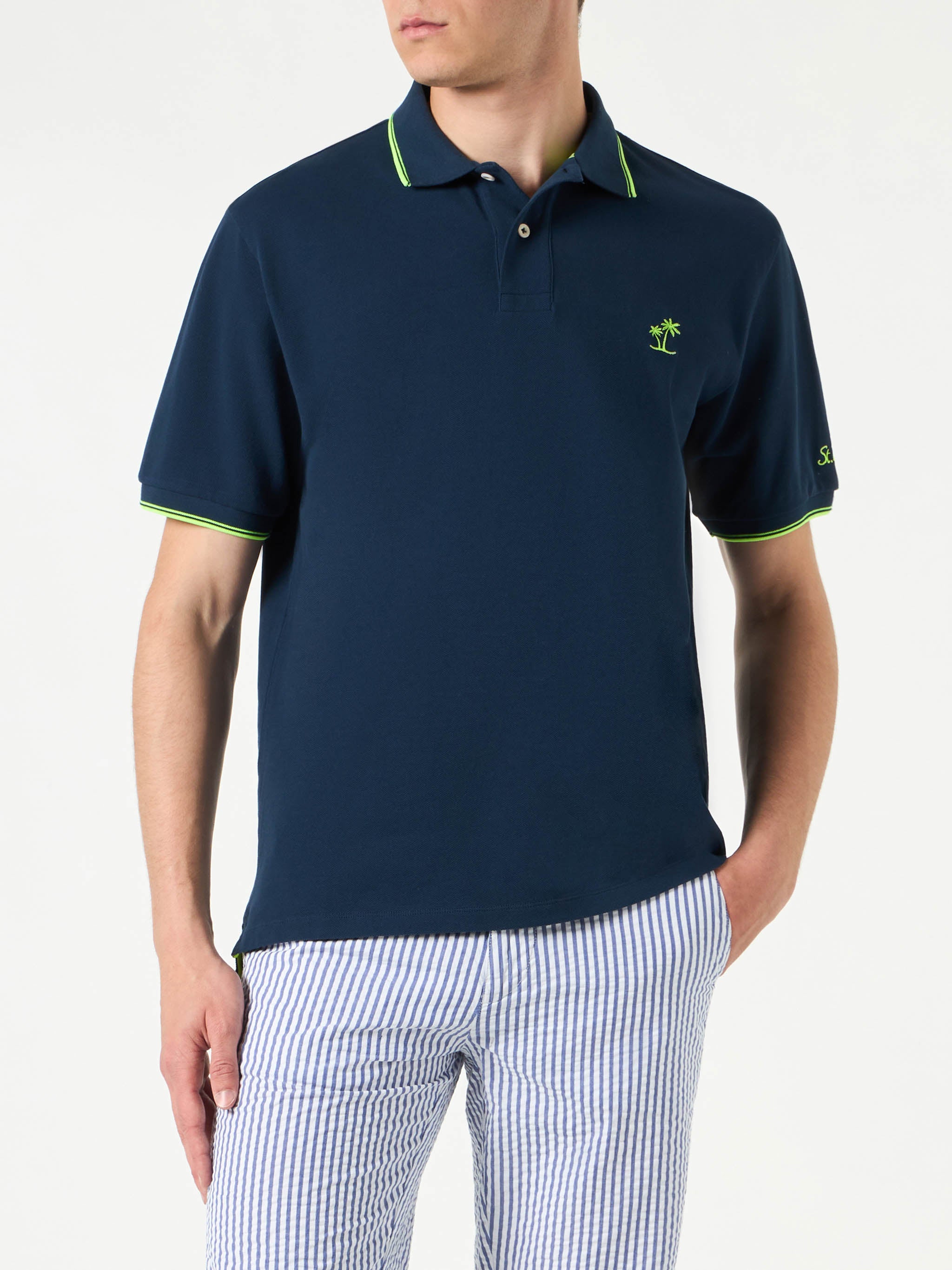 polo-mc2-saint-barth-in-piquet-di-cotone-stretch-blu-con-logo-st-barth-ricamato- image 1