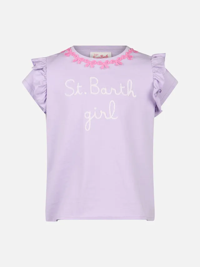 mc2-saint-barth-t-shirt-bambina-cotone-rosa-con-balza-e-ricamo image 1