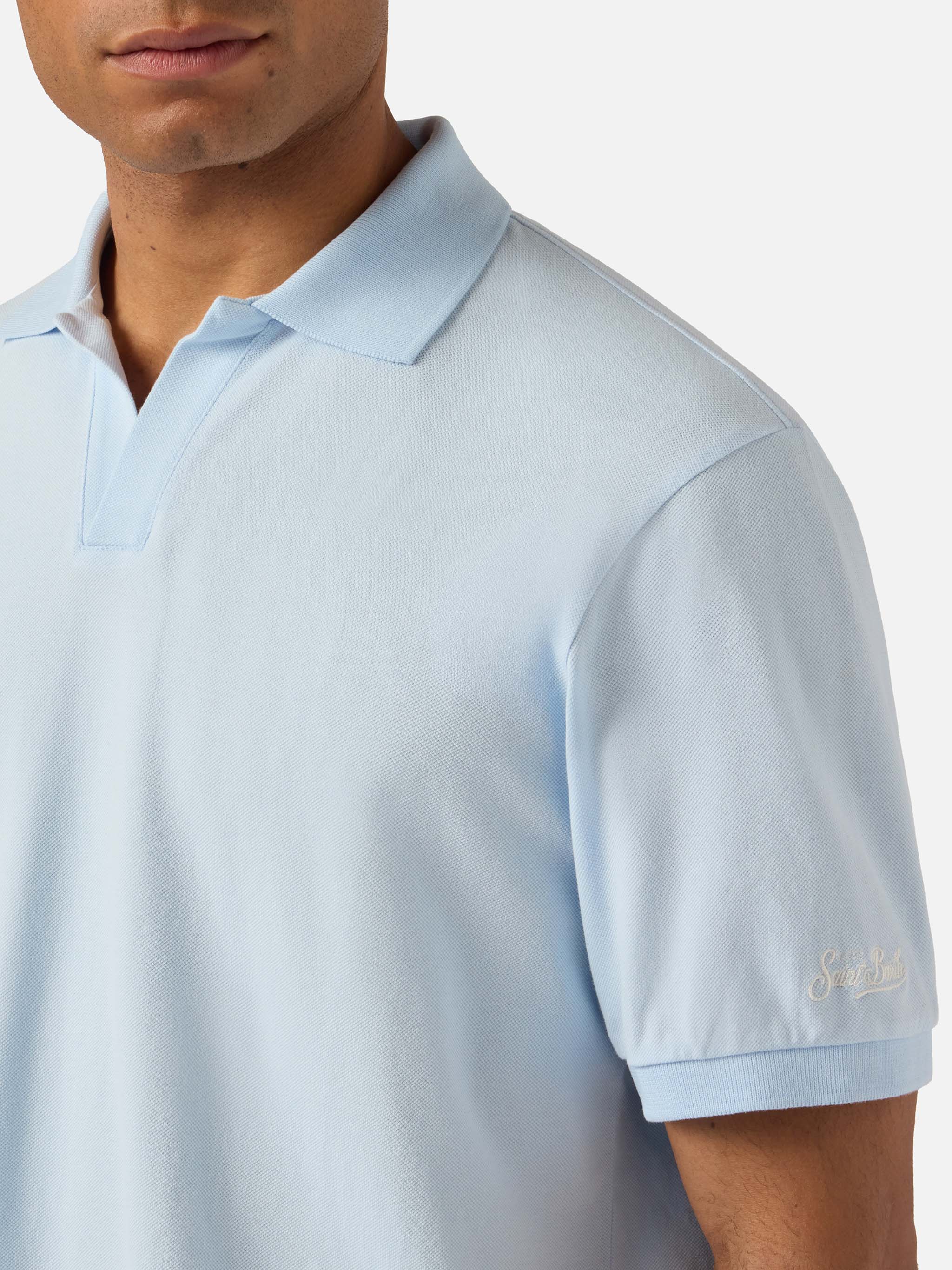 mc2-saint-barth-charles-polo-uomo-in-piquet-di-cotone-azzurra image 2