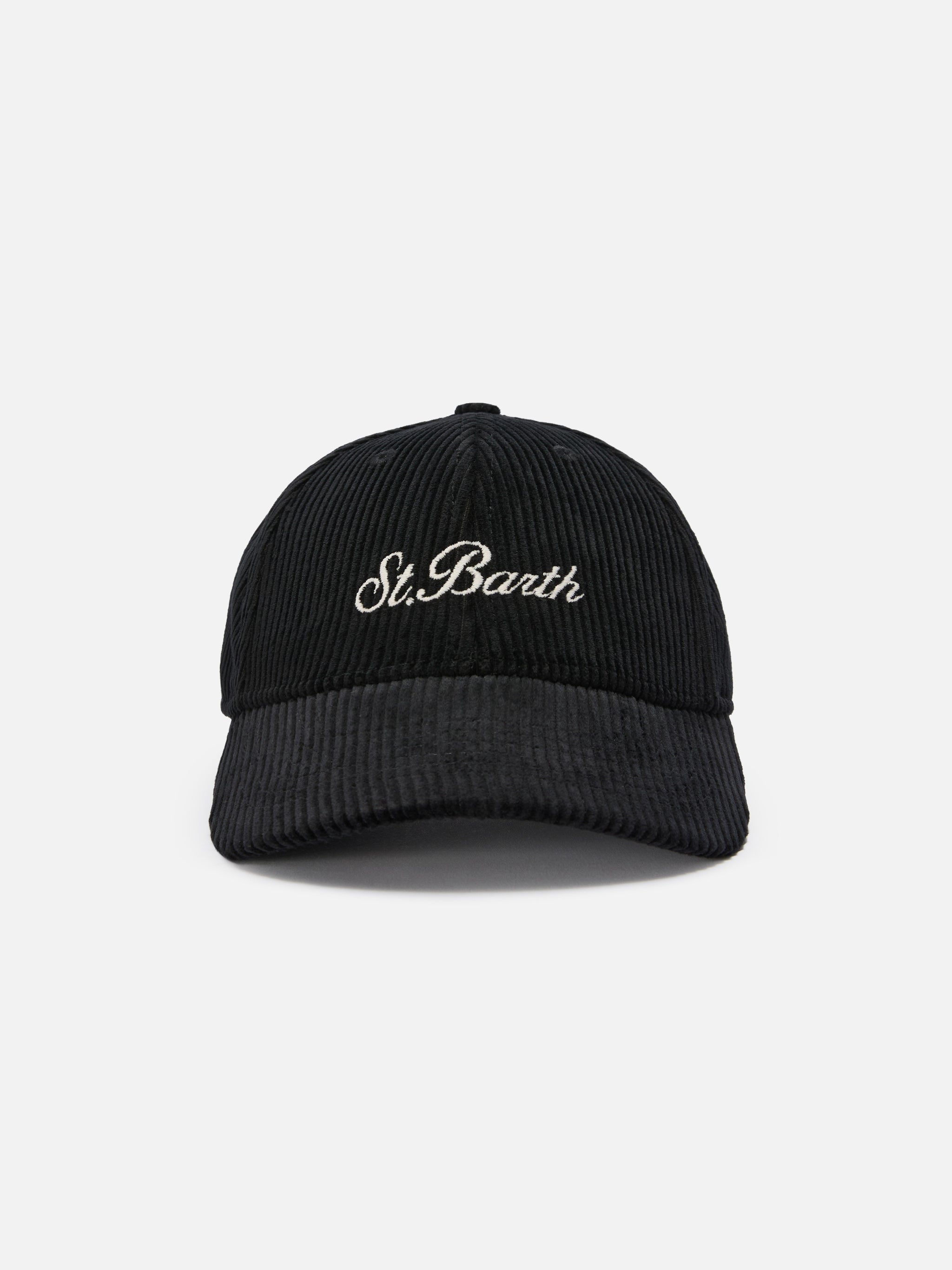 mc2-saint-barth-cappello-baseball-corduroy-in-velluto-a-coste-nero image 1
