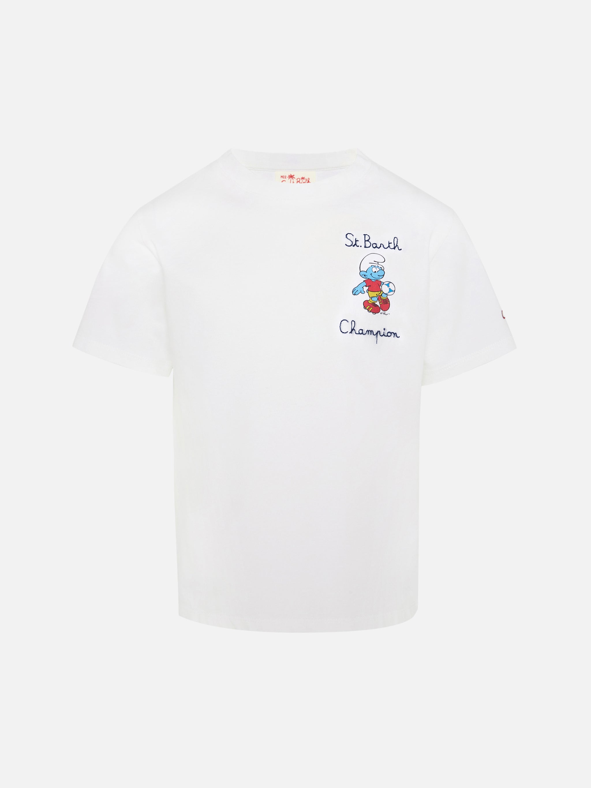 t-shirt-bambino-mc2-saint-barth-in-cotone-con-ricamo-puffo-the-smurfs-special-ed image 1