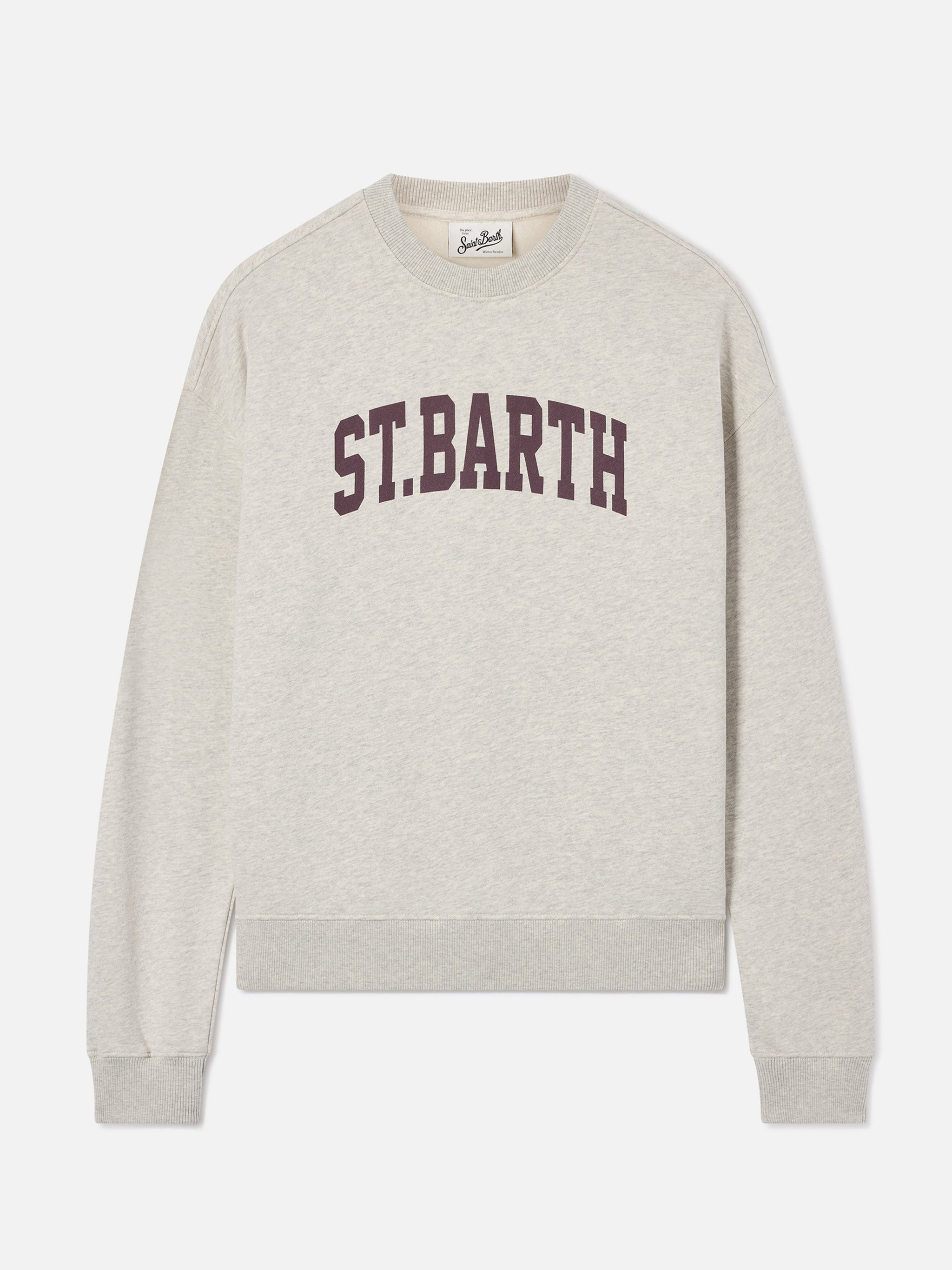 mc2-saint-barth-stardust-felpa-donna-grigio-melange-puro-cotone-stampa-college image 1
