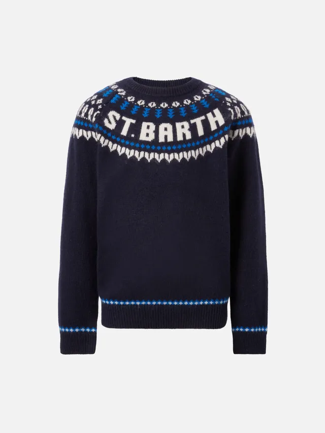 mc2-saint-barth-douglas-maglione-bambino-alpaca-fair-isle-blu-navy image 1