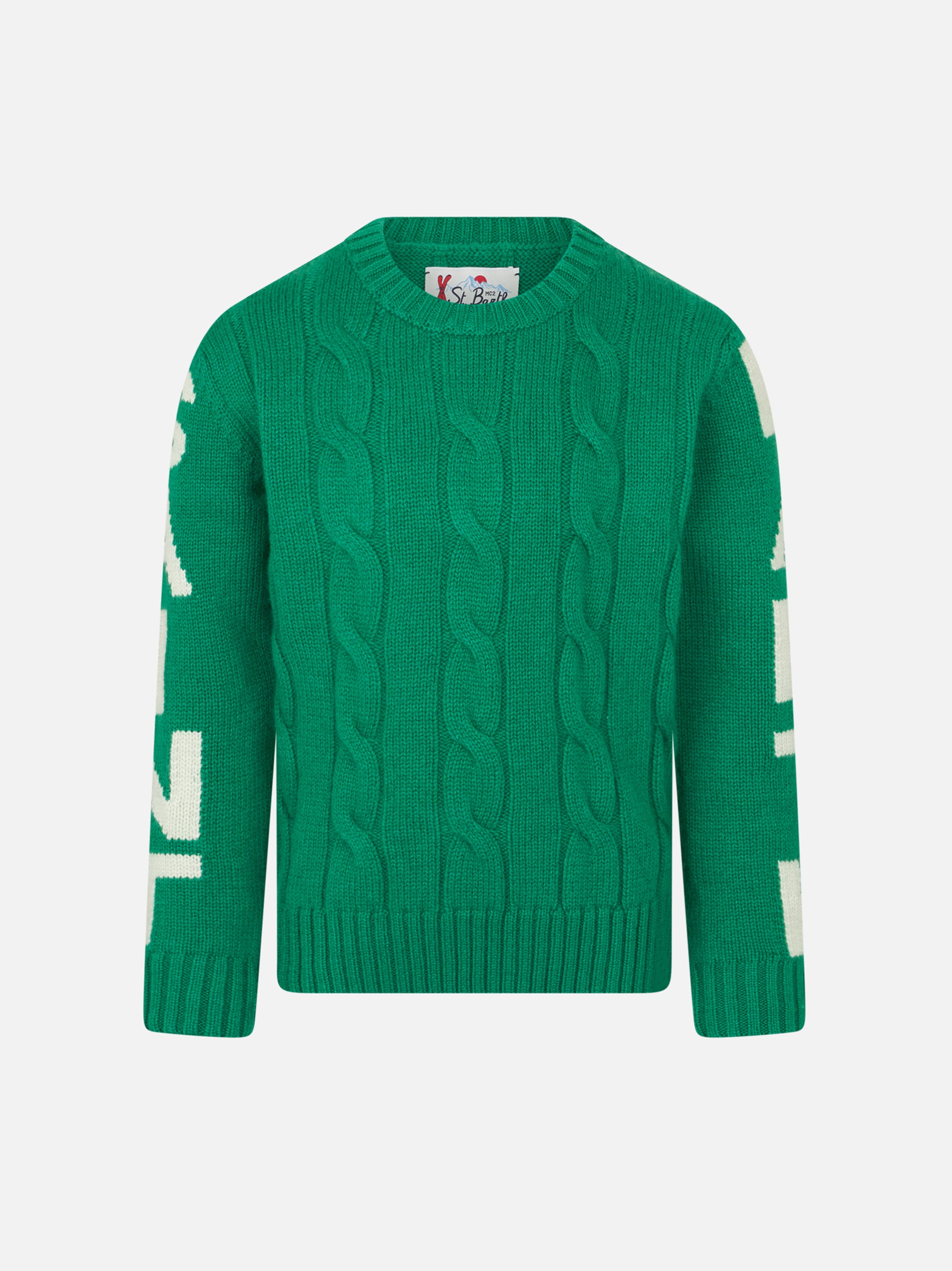 mc2-saint-barth-maglione-girocollo-bambino-intrecciato-verde-saint-barth image 1
