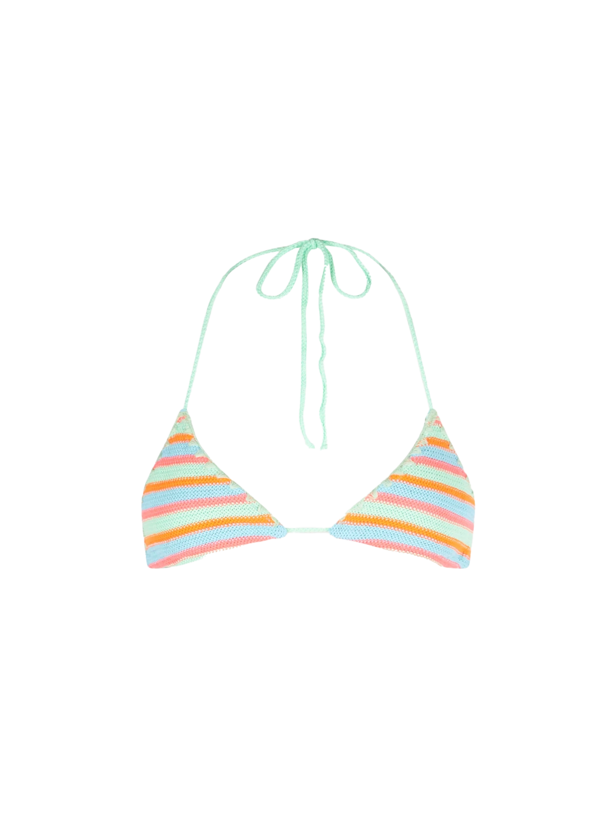 mc2-saint-barth-top-bikini-leah-triangolo-crochet-a-righe-verde-acqua-e-arancion image 1
