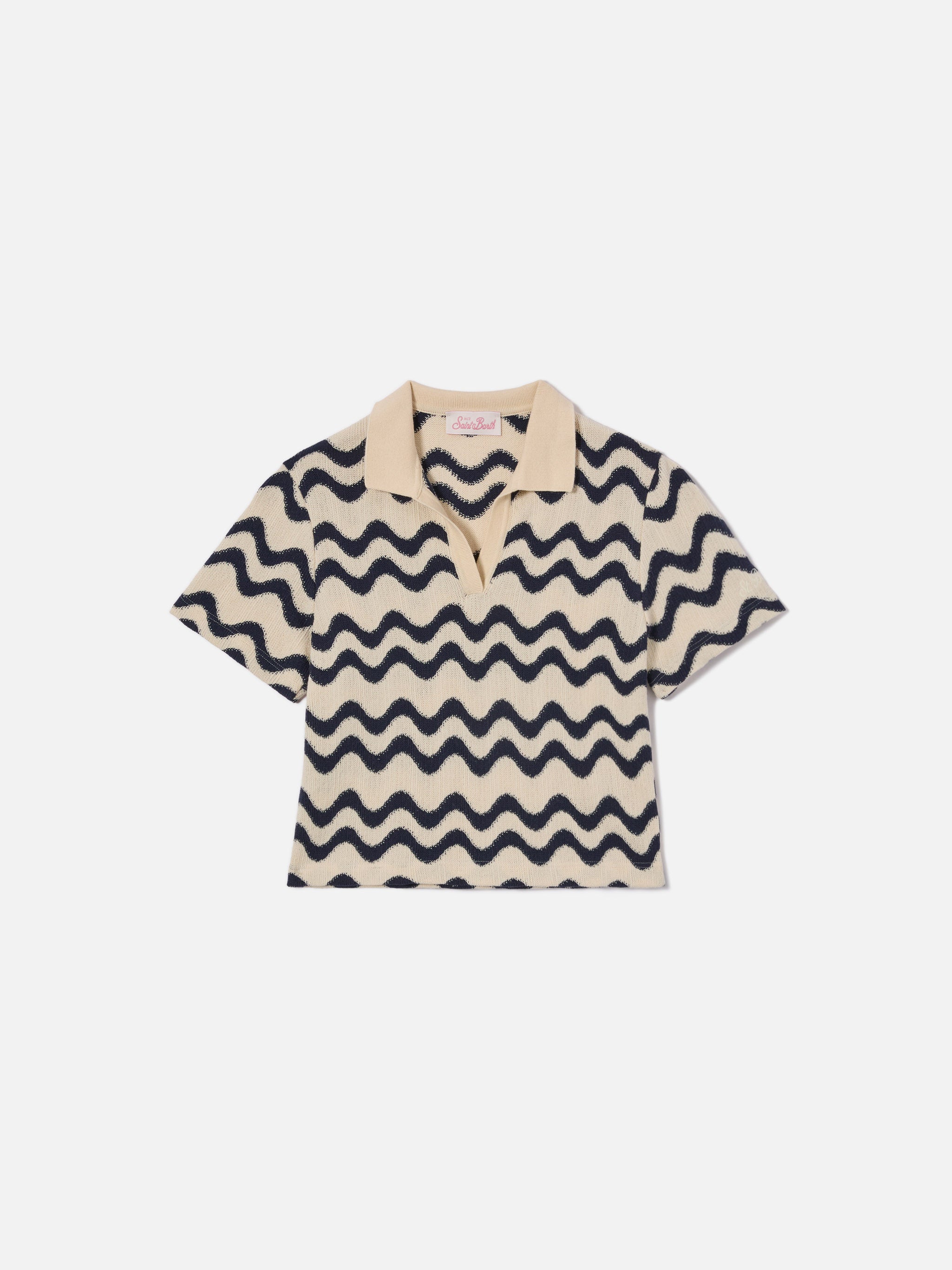 mc2-saint-barth-polo-lala-jr-in-maglia-misto-cotone-fantasia-onde-blu-e-avorio image 1