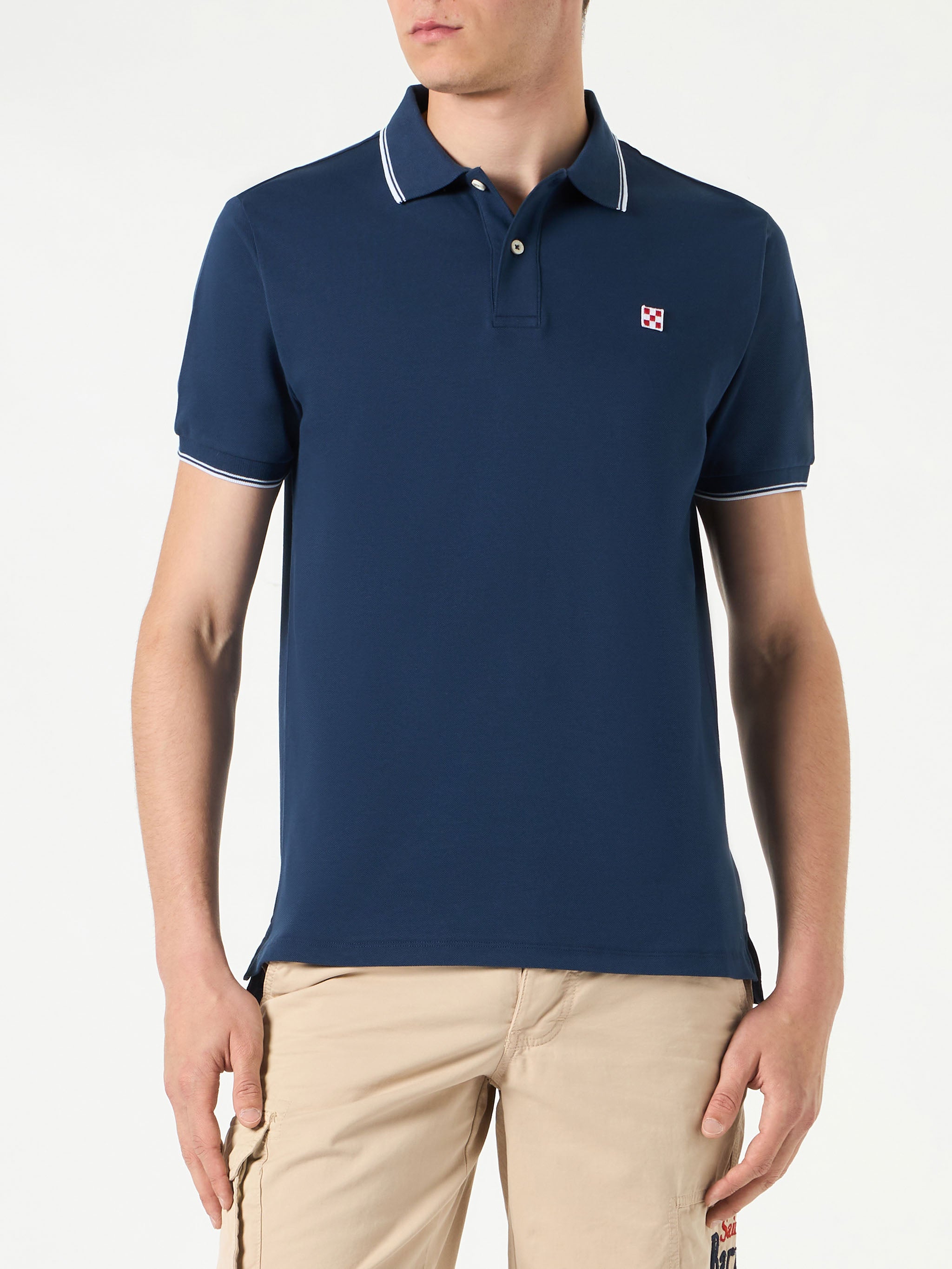 mc2-saint-barth-ecstasea-polo-piquet-uomo-blu-navy-con-logo-st-barth image 1