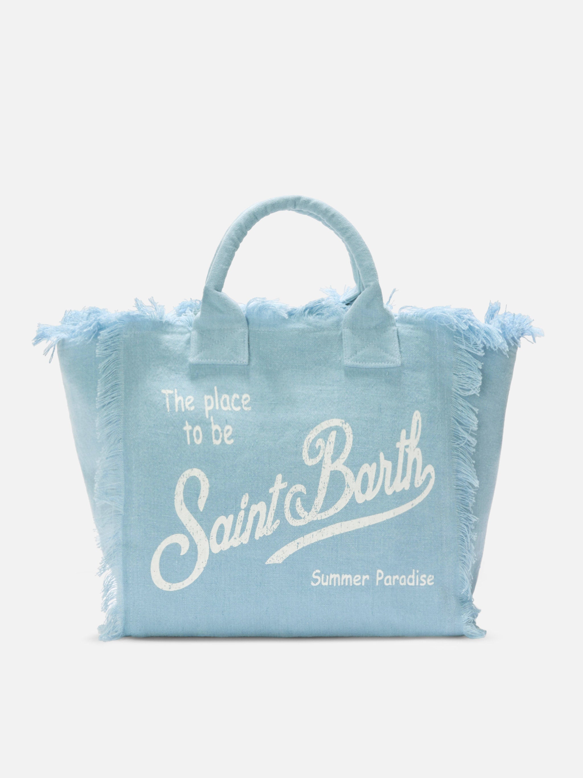 mc2-saint-barth-borsa-vanity-regular-in-lino-azzurro-tinta-unita-con-frange-e-zi image 1