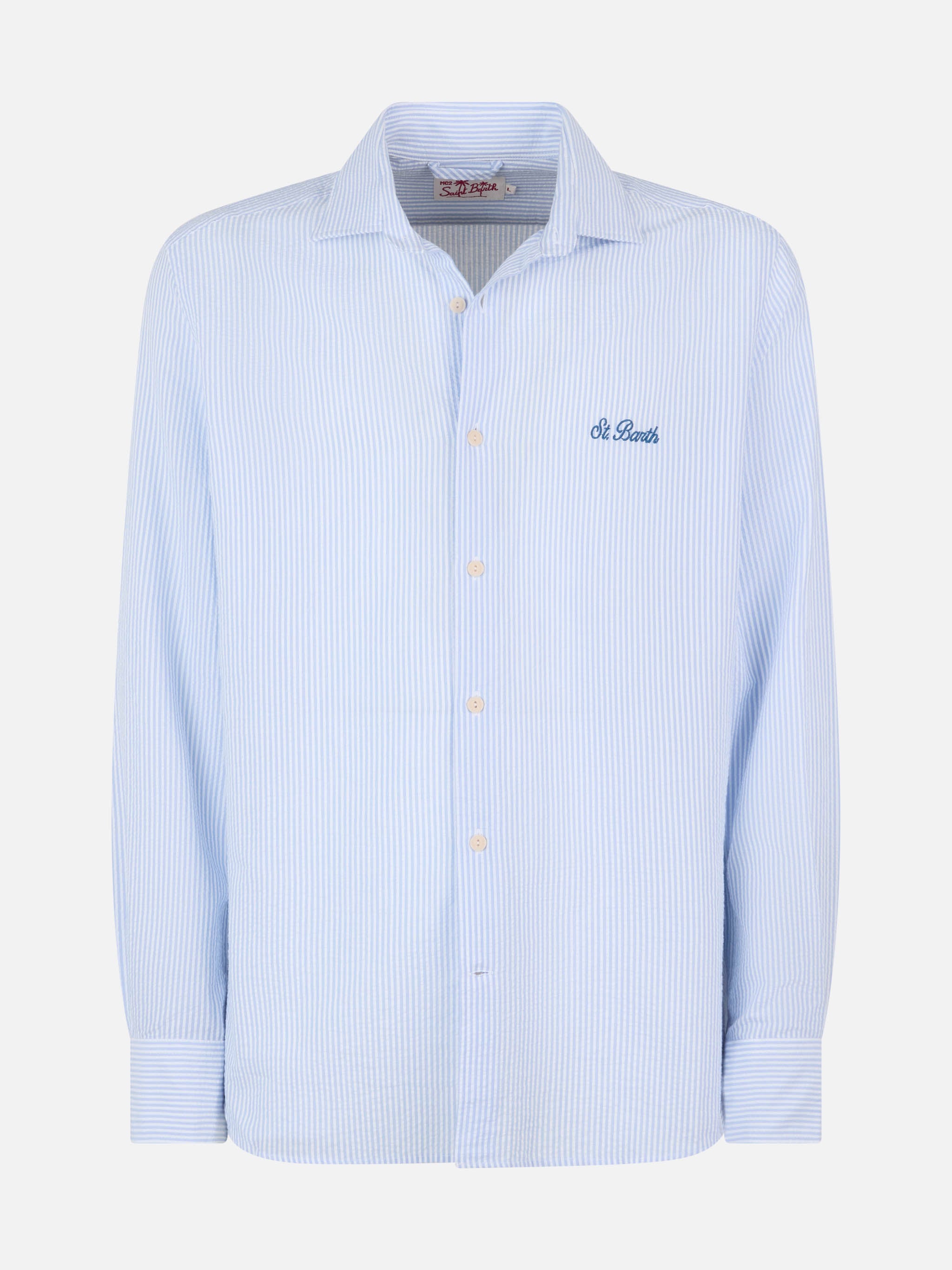 mc2-saint-barth-camicia-uomo-pamplona-in-cotone-seersucker-a-righe-azzurre image 4