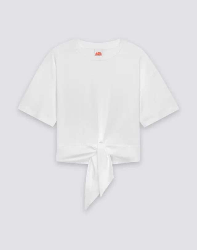 sundek-w235teyj100-t-shirt-donna-crop-boxy-fit-con-nodo image 1