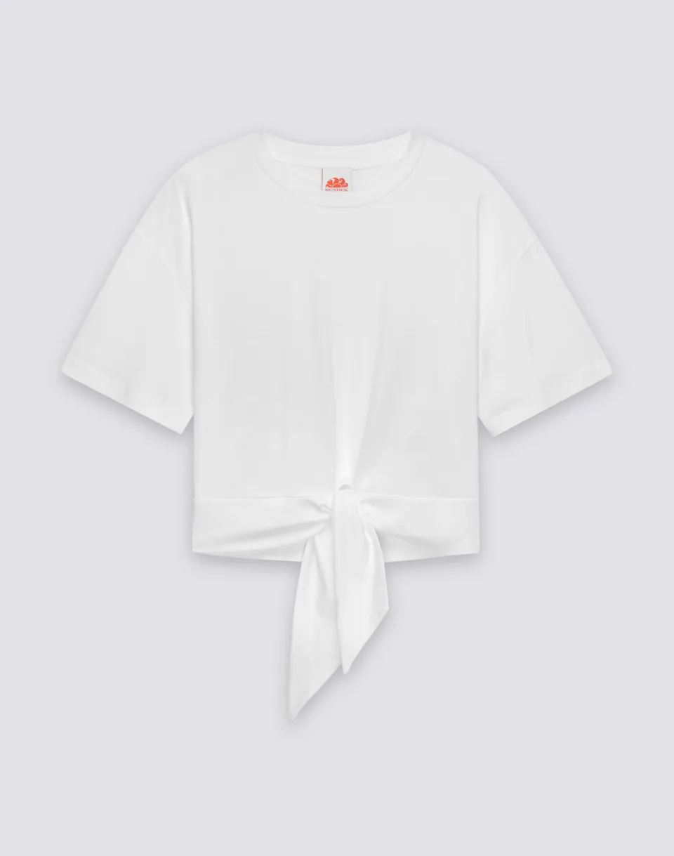 sundek-w235teyj100-t-shirt-donna-crop-boxy-fit-con-nodo image 1