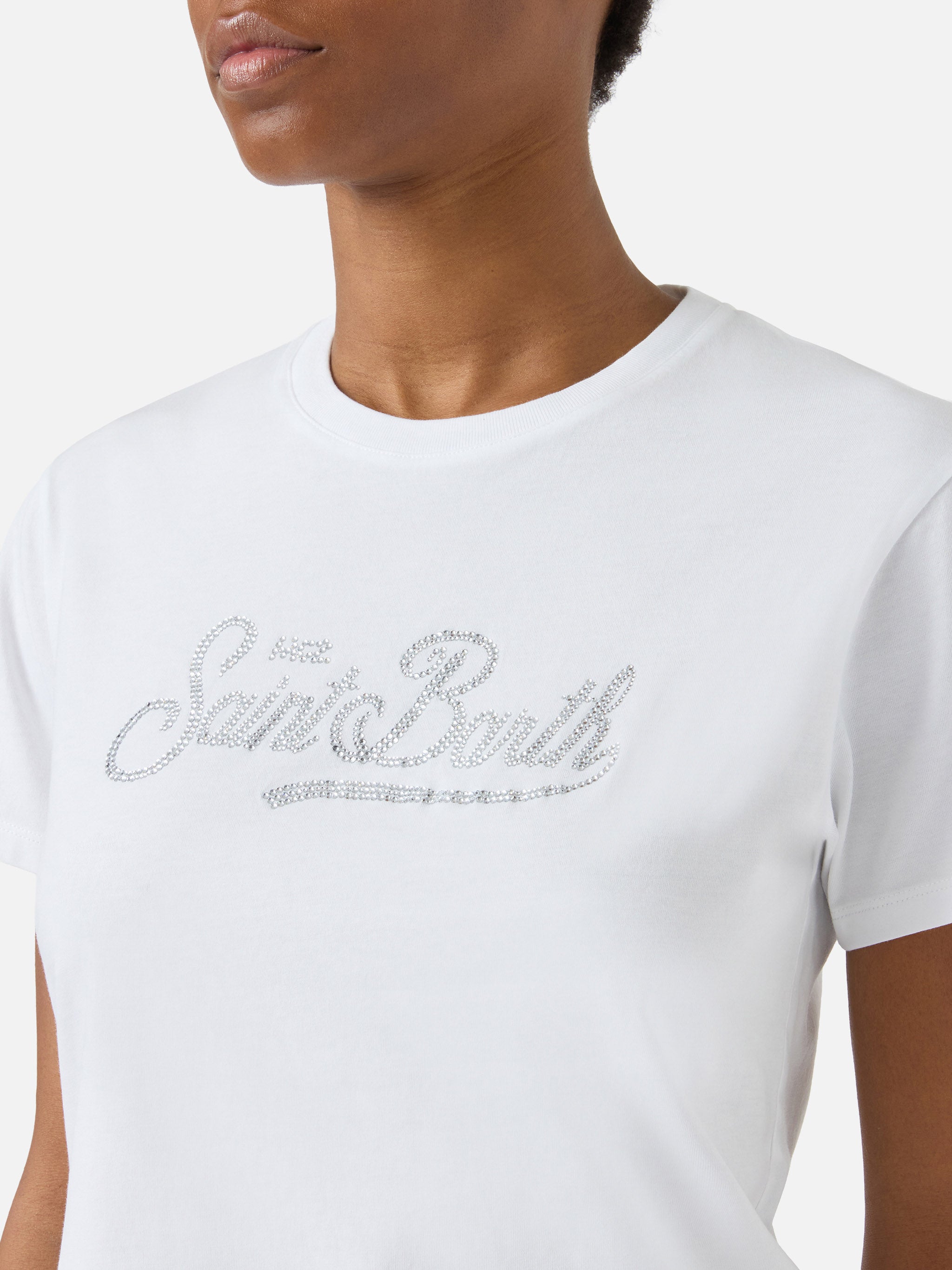 mc2-saint-barth-t-shirt-emilie-donna-bianca-logo-strass image 3