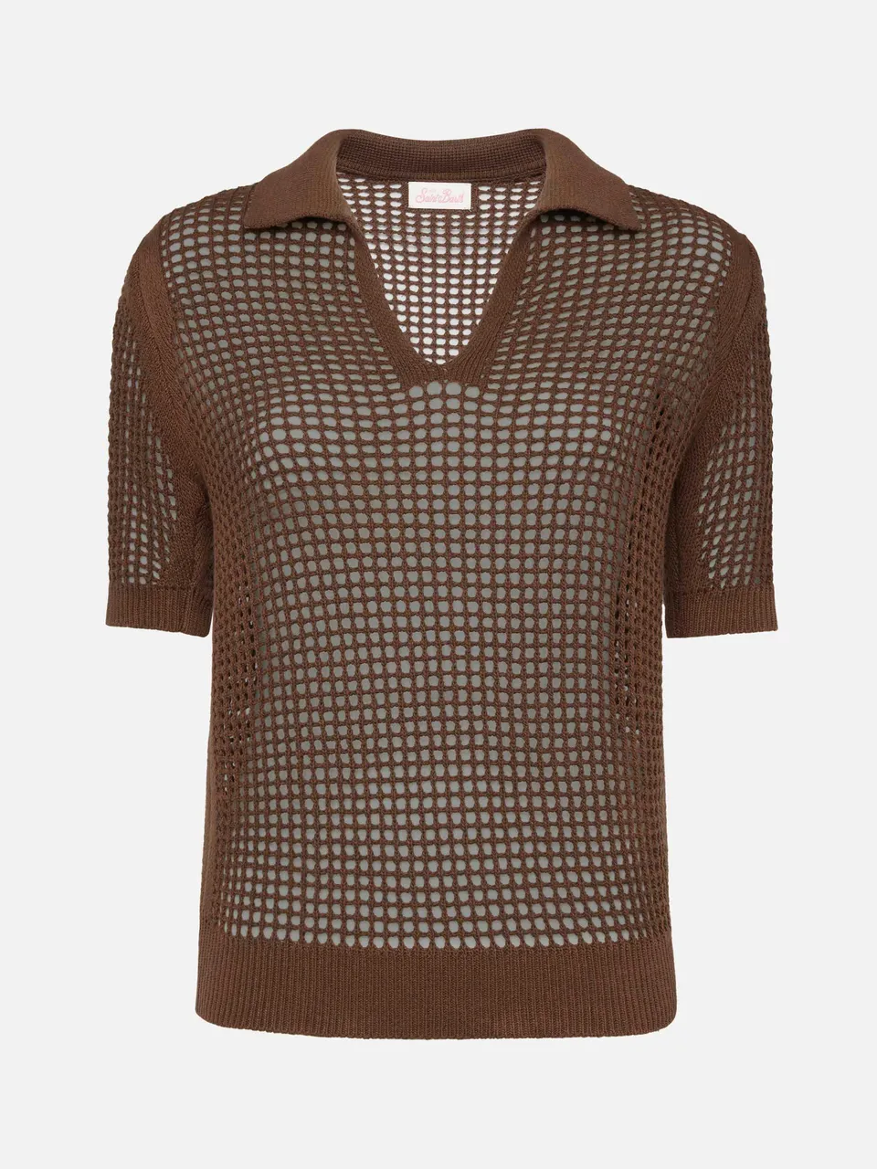 mc2-saint-barth-flora-polo-donna-rete-crochet-marrone image 1