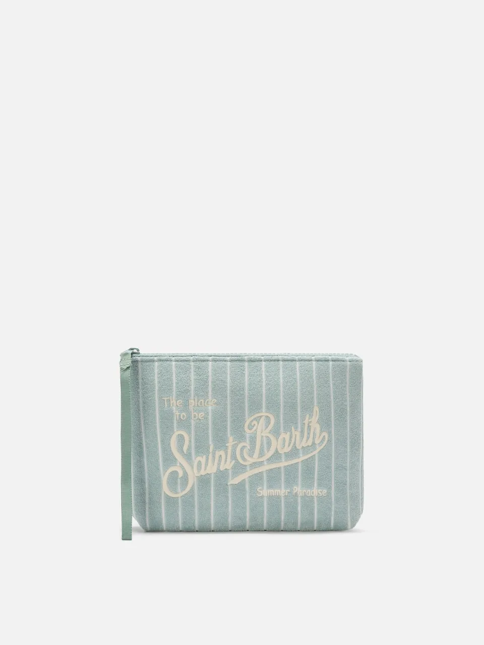 mc2-saint-barth-aline-pochette-spugna-verde-menta-righe-in-rilievo image 1